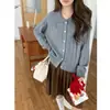 3er Mañana Otoño Nuevo Estilo Coreano Cuello de Encaje Calado Tejido de Ganchillo Cárdigan ZY4469