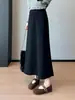 Alta puntuación por temperamento claro~Tejido mezclado versión línea A cintura elástica abertura trasera casual falda corta casual Otoño/Invierno H070706