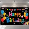 Fondo nuevo para fiesta de cumpleaños transfronterizo, diseño de globo y pastel impreso de alta definición, fondo decorativo multitemático