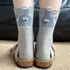 Calcetines blancos estilo infantil calcetines de media pantorrilla otoño original divertido caricatura calcetines largos grises primavera y otoño calcetines lindos de gato huevo