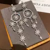 Pendientes de Borla con Flor de Zircón Hielo Centelleante, Estilo Minimalista, Pendientes de Temperamento Exagerado, Pendientes de Lujo Ligero de Alta Gama