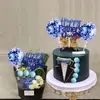 Decoración de Fiesta de Día del Padre de Amazon, Papel Azul con Purpurina, Bandera Grande para Pastel, Suministros para Fiesta al por Mayor