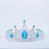 Atacado Transfronteiriço Tiara Coroa Infantil Galvanizada Prata Vermelho e Azul Três Pontos Acessórios de Tiara de Princesa Brinquedos para Meninas