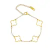 Pulsera Versátil Hueca de Acero Inoxidable Chapado en Oro de 18K, Moda Simple Transfronteriza, Joyería de Nicho para Mujer, Trébol de Cuatro Hojas, Venta al por Mayor