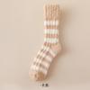 Calcetines de terciopelo coral para mujer, con rayas de barril medio, forro polar, gruesos, para dormir, cálidos, con botas de nieve