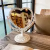 Espelho de maquiagem retrô europeu estilo Ins para uso doméstico, quarto, pequena mesa, tampo de mesa de dormitório, espelho de toucador, espelho de princesa dupla face