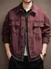 Chaqueta de mezclilla de algodón puro de alta gama, estilo retro, peso pesado, con cuello alto, nueva colección de otoño para hombre, acabado lavado y desgastado, estilo holgado y casual