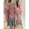 Conjunto de Dos Piezas de Chaleco de Punto Botones Retorcidos Estilo Vintage Puro y Cárdigan de Cuello Cuadrado para Mujer, Parte Superior Suelta y Casual para Otoño e Invierno