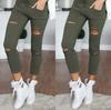 Ebay Sitio Europeo Amazon Pantalones Lápiz Elásticos Rasgados Algodón Puro Leggings para Mujer Producto Piernas Desnudas Adelgazantes de Cintura Alta