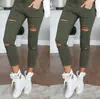 Pantalones casuales de comercio exterior de eBay Europa transfronterizo pantalones lápiz nuevos con agujeros para mujer leggings