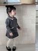 Otoño e Invierno Ins Traje de Suéter Navideño para Niñas Tesoro de Mujer Solapa en Contraste Gancho Top de Año Nuevo + Falda 2 Piezas
