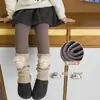 Medias para niñas para otoño e invierno, forradas de felpa y engrosadas, calcetines apilados para niños, leggings, leggings de invierno para niñas estilo coreano dulce