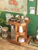 Caja de Almacenamiento de Cosméticos de Madera Maciza, Tocador de Madera Retro, Organizador de Productos para el Cuidado de la Piel y Lápices Labiales, Estante Giratorio de 360 Grados