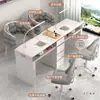 Mesa y Silla Multifuncionales para Manicura, Económico Individual y Doble Lujo Ligero Mármol Nuevo Estilo Chino Mesa de Manicura Estilo Crema