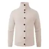 Cárdigan de punto para hombre, nuevo para otoño e invierno 2026, transfronterizo europeo y americano, chaqueta de manga larga de color liso
