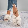 Nuevas pantuflas de felpa transfronterizas para mujer, pantuflas de algodón cálidas para el hogar, pantuflas esponjosas de moda informal, fabricantes, suministro directo al por mayor