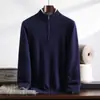 Suéter de cachemira 100% puro para hombre, cuello alto con media cremallera, suéter casual de punto de manga larga, nuevo otoño/invierno 2026, cálido