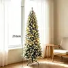 Árbol de Navidad artificial verde de PVC con luces, estilo delgado tipo pluma, decoración navideña al por mayor