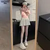 Falda plisada de seda helada rosa para mujer Verano 2025 Nueva falda Pantalones culotte cortos Petite Estilo ballet