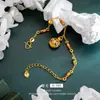 Pulsera de Animal Devorador de Oro Azul Quemado Esmalte Dorado Arena Diseño Femenino Sentido del Diseño Nicho Lujo Ligero Estilo Nacional Retro Pulsera de la Fortuna