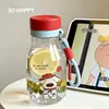 Copo de Canudo de Leite Cartoon de Verão, Copo Plástico de Grau Alimentício Portátil de Alto Valor para Meninas, Adequado para Estudantes Indo para a Escola