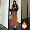 Saia Feminina Outono e Inverno 2024 Novo Design de Cintura Alta Senso de Design Saia Evasê Saia Midi Reta Saia Casual Versátil