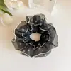 Goma para el pelo grande de organza con encaje y perlas estilo coreano para mujer, popular accesorio para el pelo en línea para coletas