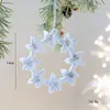 Decoraciones Navideñas Nuevas Transfronterizas Copo de Nieve Blanco Flockado Estrella de Cinco Puntas Tridimensional Colgante para Árbol Decoración Navideña