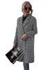 2021 Otoño e Invierno Europeo y Americano Nuevo ebay Amazon moda estampado de pata de gallo solapa manga larga abrigo largo de lana