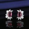 Anillo de tres piezas con collar y pendientes de circonita color rojo rubí, transmisión en vivo europea y americana, superventas, para mujer