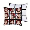 Funda de Almohada Lisa Patrón de Nueve Cuadrículas 40*40cm Terciopelo Piel de Durazno Funda de Cojín Estampada por Transferencia Térmica para Sofá Silla con Cremallera Decoración del Hogar