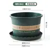 Vaso Grande de Resina Respirável de Perfil Alto de Galão, Vaso de Flores de Plástico Espesso e Durável com Prato para Plantio
