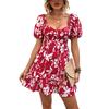 Amazon Transfronterizo 2024 Verano Más Vendido Nuevo Falda Corta Descubierta Ropa Europea y Americana Vestido Estampado con Cuello Cuadrado Francés