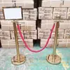 Poste de Barrera de Cuerda de Terciopelo con Bola de Titanio, Cinta de Aislamiento de Línea de 1.0 m, Poste de Bienvenida de Acero Inoxidable, Cordón para Poste de Bienvenida