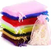 Bolsas de Organza al por Mayor en Stock con Opción de Imprimir Logo, Paquetes de Muestra para Regalo, Bolsas Transparentes de Empaque, Bolsas de Gasa Perlada de Color Sólido con Cordón