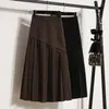 Ropa de Mujer Tallas Grandes Gordita Mm2025 Otoño e Invierno Nueva Moda Tendencia Cintura Alta Diseño Delgado Falda Plisada de Punto