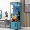 Acuario 3D para sala de estar, acuario casero de pie, forma cuadrada, totalmente automático, cubo de lujo ligero, no necesita cambios de agua 2024