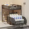 Estante de almacenamiento extraíble debajo del fregadero, caja de almacenamiento multicapa debajo del mueble del baño, cesta abatible debajo del lavabo, estante en capas