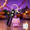 Llavero luminoso de Halloween con forma de alborotador, bonito accesorio para bolso, hebilla colgante con borde cruzado, llavero de linterna de calabaza, regalo