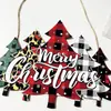 Letrero de madera de árbol de Navidad de una pieza colgante, Colgador de puerta de decoración navideña, Adorno de madera festivo impreso en UV, Transfronterizo