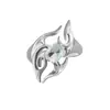 Anillo de Diseño de Nicho con Forma de Llama con Circonita Azul Claro, Abierto, Personalizable, Lujo Ligero, Artístico, Joyería de Alta Gama para Mujeres