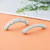 Prata Pura 999 Prata Lisa Prata Dura 3D Tubo de Prata Irregular Torcido Curvo Superfície Martelada Meio Bracelete Pulseira de Cristal DIY