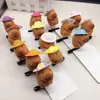 Clip de resorte de capibara con sombrero, accesorios para el cabello de capibara para niños, imagen de dibujos animados linda, flocado, regalo pequeño para estudiante