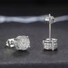 Deseo pendientes de botón cuadrados de cobre con incrustaciones de circonitas y piedras preciosas, joyería de gran venta europea y americana, pendientes sencillos de moda para mujer, venta al por mayor