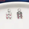 Plata de Ley Epoxy Azul Quemado Escama de Hoja Anillo Doble Colgante Accesorios de Tres Vías Retro DIY Material de Abalorios Hecho a Mano Joyería