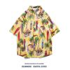 Camisa de manga corta de moda para hombre, camisa fina con estampado floral de verano, camisa de playa hawaiana de estilo Hong Kong que combina con todo, chaqueta holgada de moda