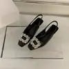 Sandalias Cómodas Estilo Hada con Puntera Cubierta y Espalda Hueca para Mujer Nuevo Estilo Primavera y Verano 2025 Sandalias Francesas de Tacón Grueso y Punta Cuadrada para Mujer