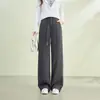 Pantalones de Pierna Ancha para Mujer Zhengzhou Moda Retro Estilo Old Money Patchwork Pantalones Casuales para Mujer Primavera Nuevo Retro Sueltos Versátiles