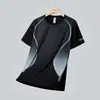 Camiseta Masculina de Manga Curta de Secagem Rápida Verão Esportiva Meia Manga Solta Respirável Secagem Rápida Casual Fitness Corrida Preto Roupa Esportiva