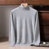 Suéter 100% cachemir para hombre, cuello alto, color liso, nuevo estilo otoño e invierno, holgado, cómodo, cálido, playera base tejida